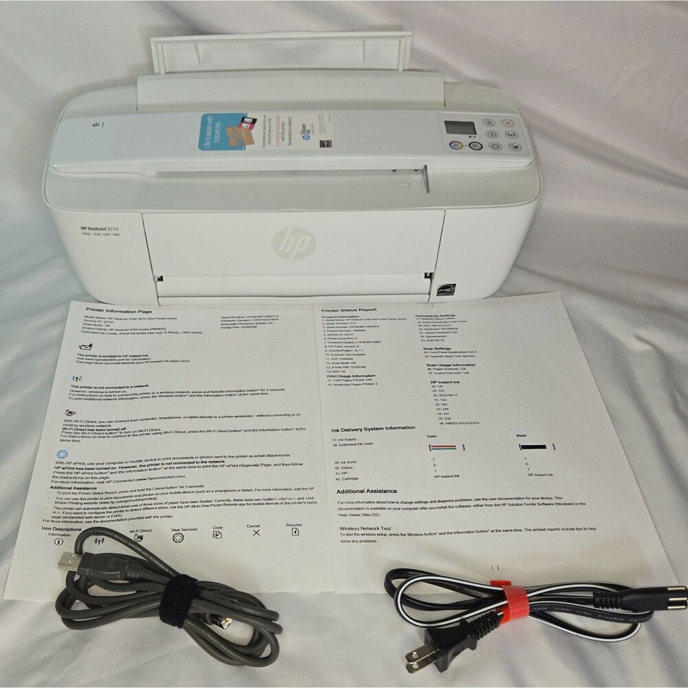 HP Deskjet 3772 All-In-One Compact Color Inkjet Printer Only 244 Pages 75% Ink